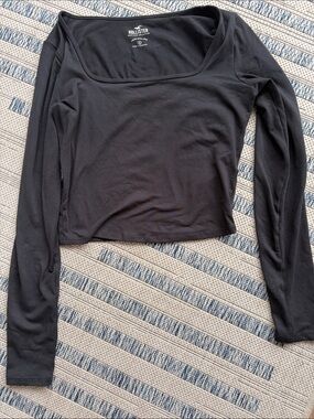 Hollister Black Square Neck Long Sleeve Crop Top